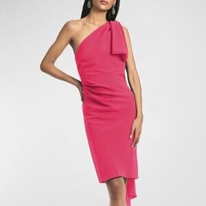 Sachin + Babi Miranda Draped One Shoulder Crepe Midi Dress Pink 4